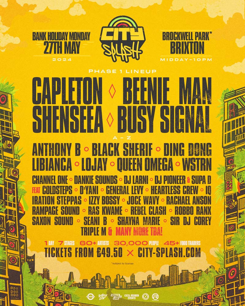 City Splash Festival 2024 | Capleton, Beenie Man | Brockwell Park ...