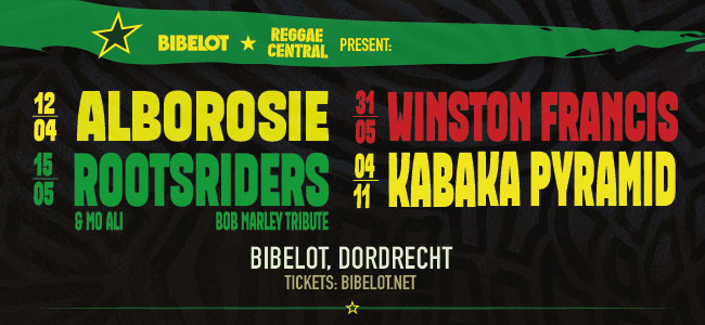 Alborosie Rootsriders Winston Francis en Kabaka Pyramid in Bibelot, Dordrecht