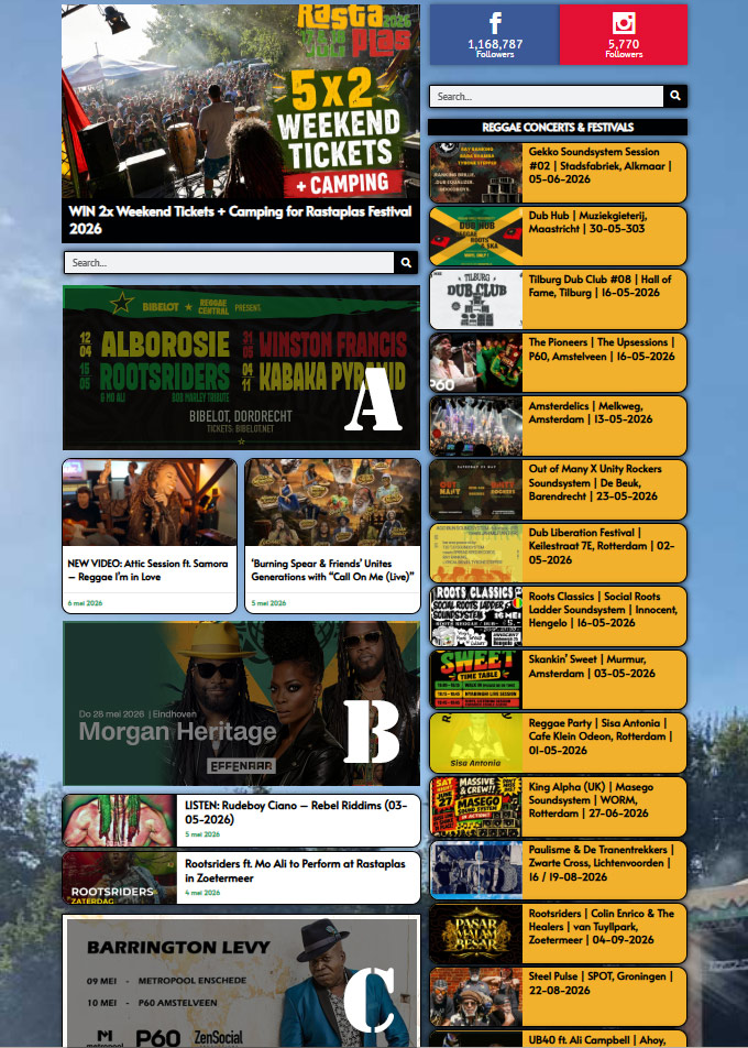 Advertentie mogelijkheden Reggae Agenda